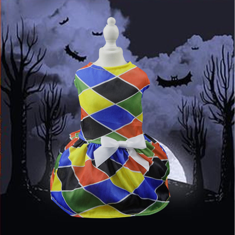 Halloween Pet Dress for Small Dogs, Cute Clown Wizard Printed Design
