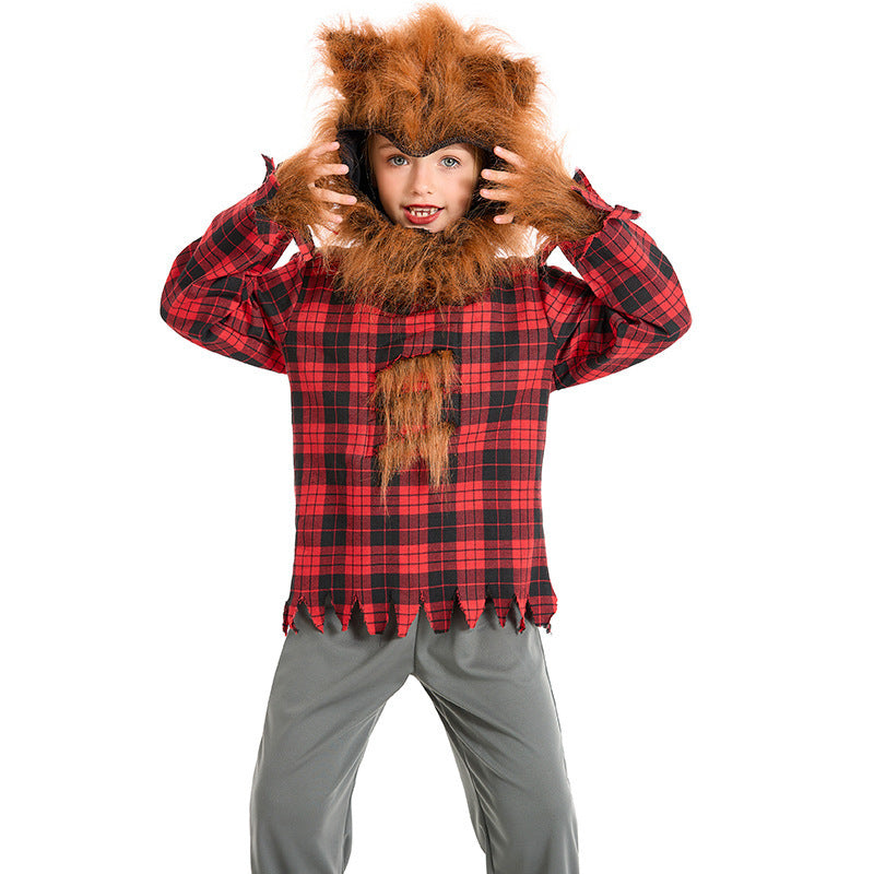Halloween Kids' Costume Animal Werewolf Outfit for Boys and Girls, Cosplay Big Bad Wolf and Little Red Riding Hood