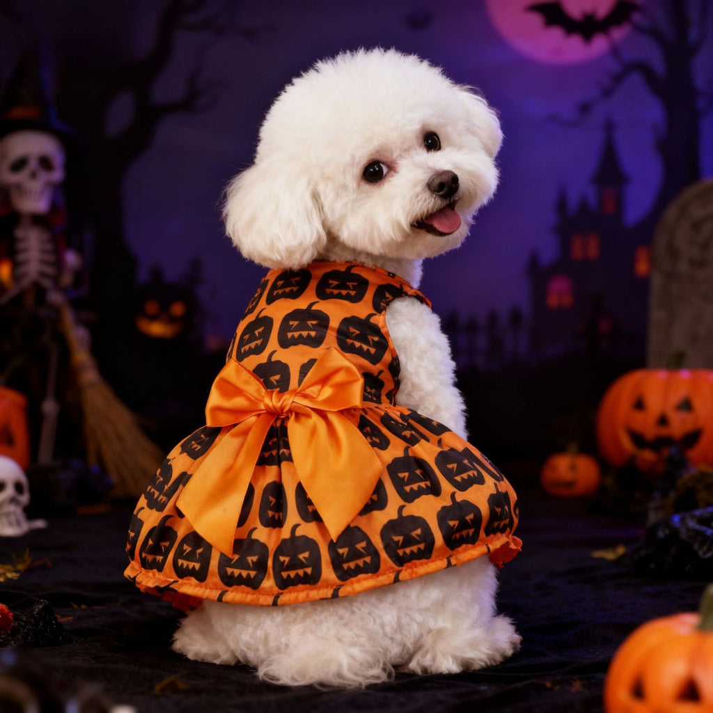Pet Halloween Costume Dog Clothes Pumpkin Dress Bat Dress Festival Bat Outfit for Dogs