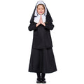Halloween Children's Black Nun Costume Cosplay Dress for Girls, Fairy Tale Play Performance Outfit