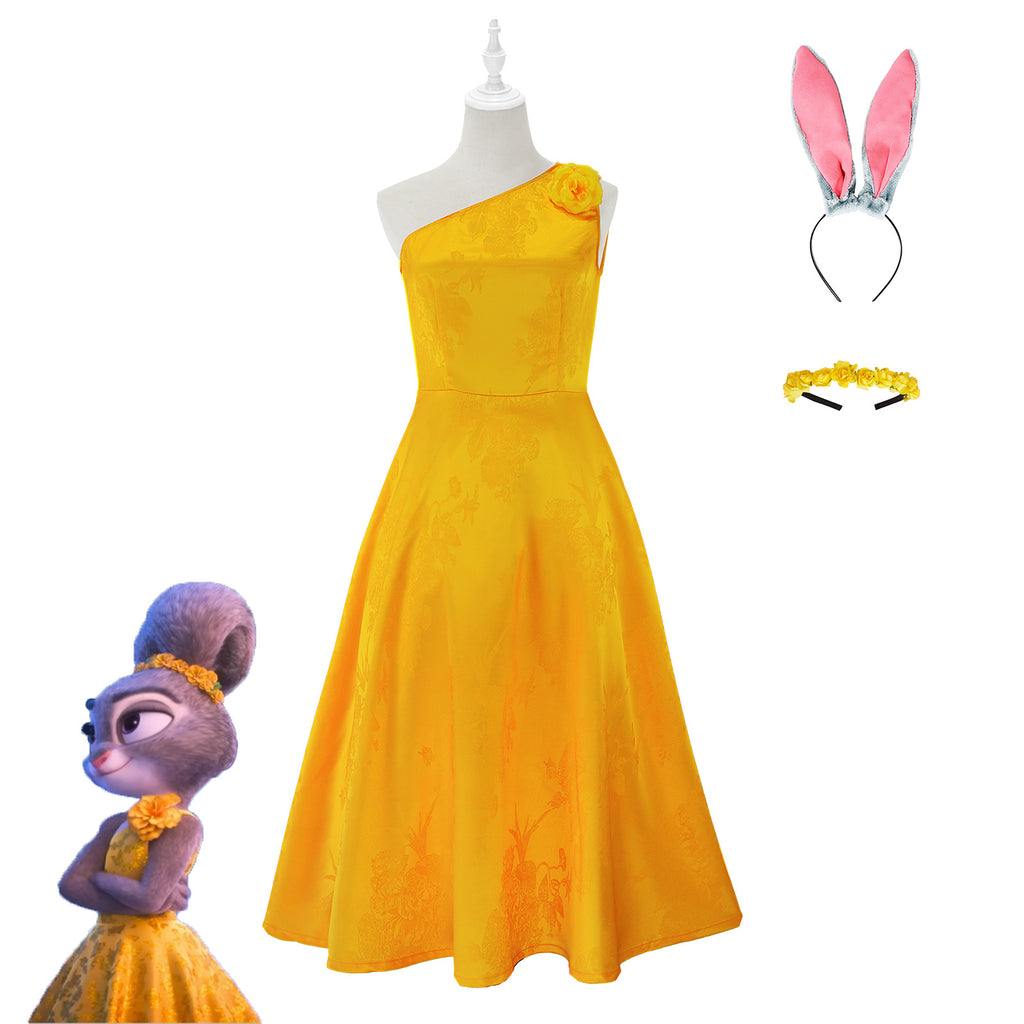 Zootopia 2cos costume rabbit police officer Judy yellow dress role-playing costume Halloween