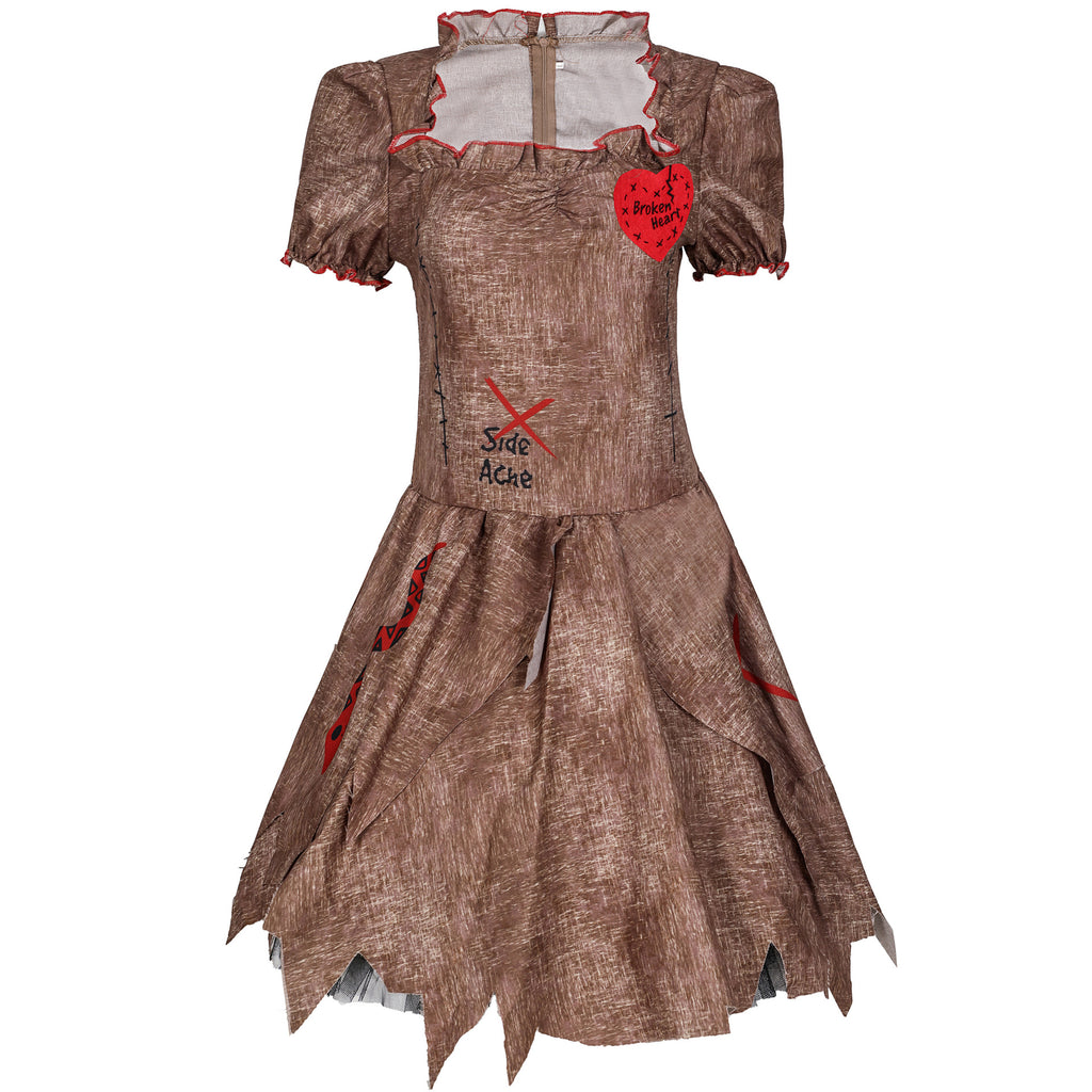 Adult Halloween Ghost Bride Costume – Malicious Doll Scarecrow Ghoul Bride Dress