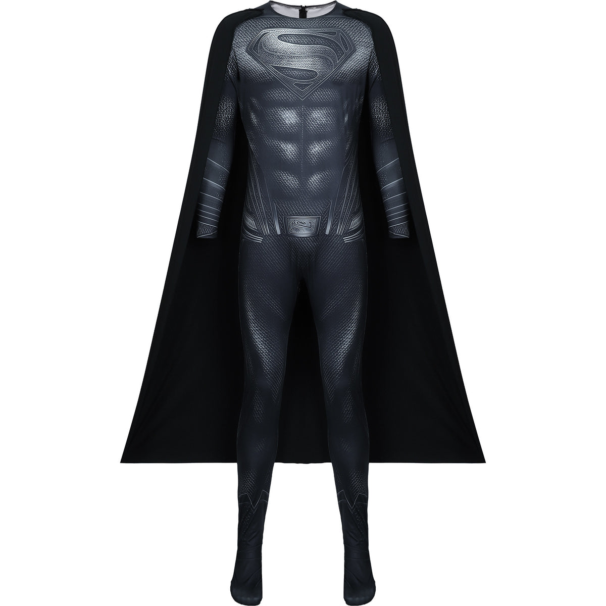 Superman Black Costume Cosplay Cape Halloween Printed Outfit Performance Suit Justice League Henry Jumpsuit
