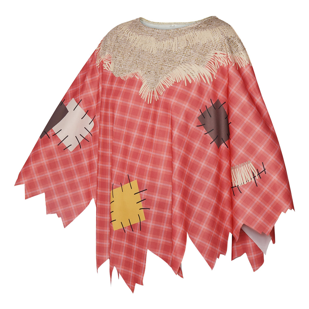 Halloween Scarecrow Cape Cosplay Costume Plaid Cloak Stage Performance Clothing