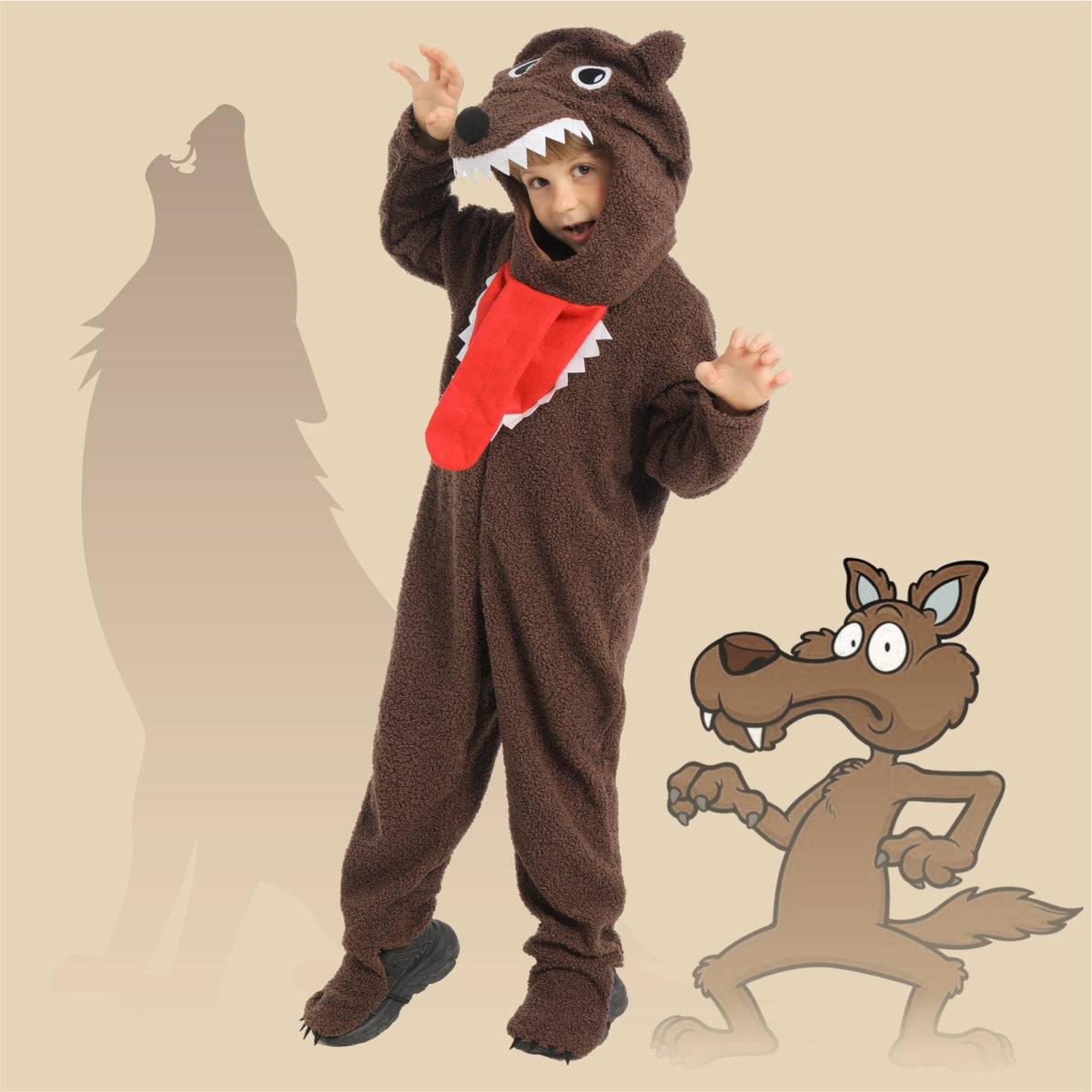 Halloween Children's Performance Costume Animal Brown Wolf Role Play Cosplay Costume School Stage Performance Wear