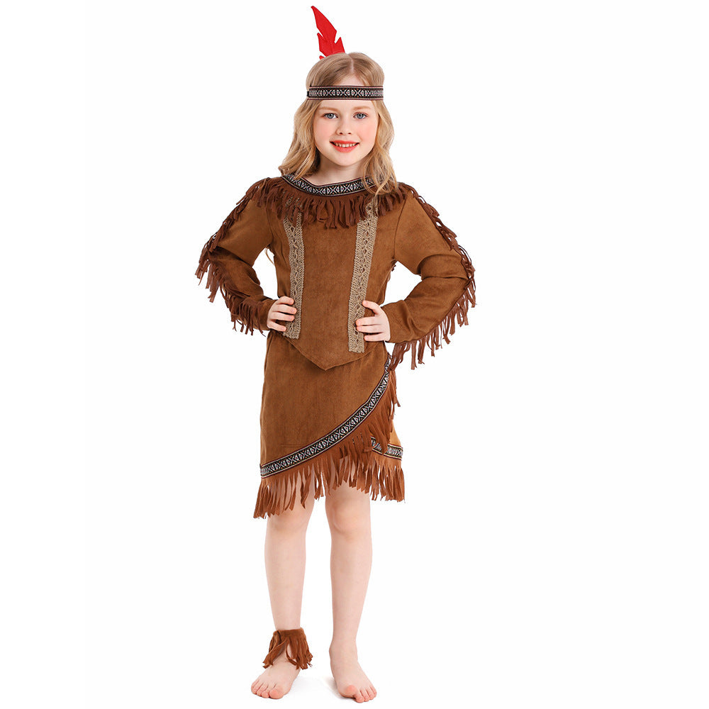 Halloween Savage Costume Children's Day Native Performance Costume Indigenous Indian Chief