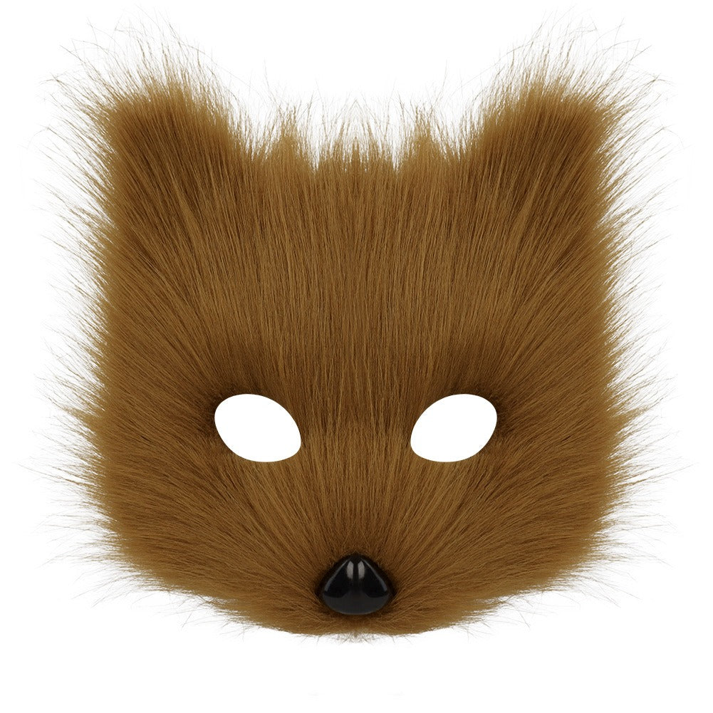 Halloween Fox Cosplay Accessory Set – Simulation Mask Gloves and Plush Fox Tail Props