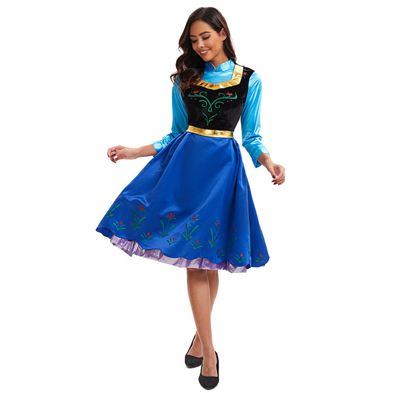 Adult Halloween Fairy Tale Frozen Premium Edition Anna Princess Dress Costume Stage Wear