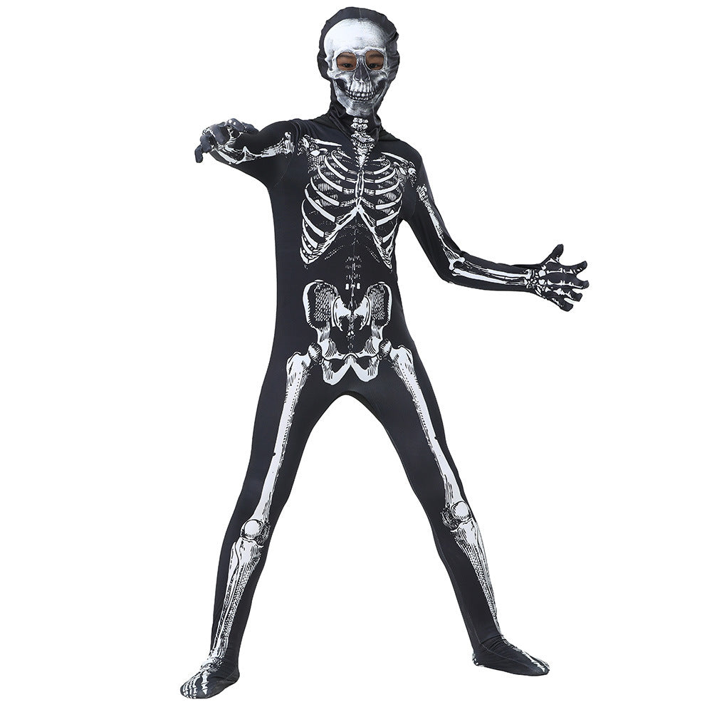 Children's Halloween Skeleton Skeleton Tight Clothes Carnival Party Makeup Ball Cosplay Costume
