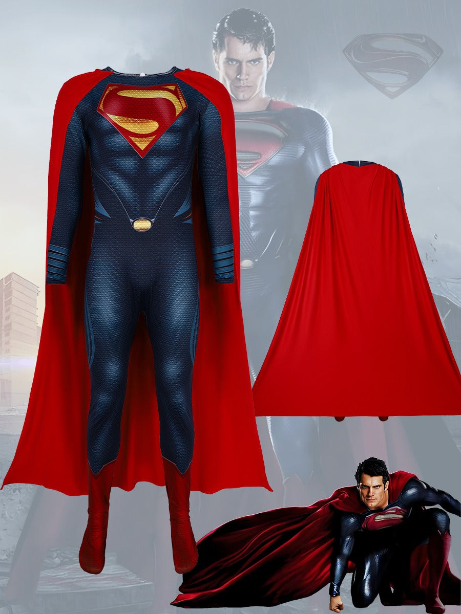 Adult Halloween Superman Clark Kent Cosplay Costume – Krypton Iron Man Stage Outfit