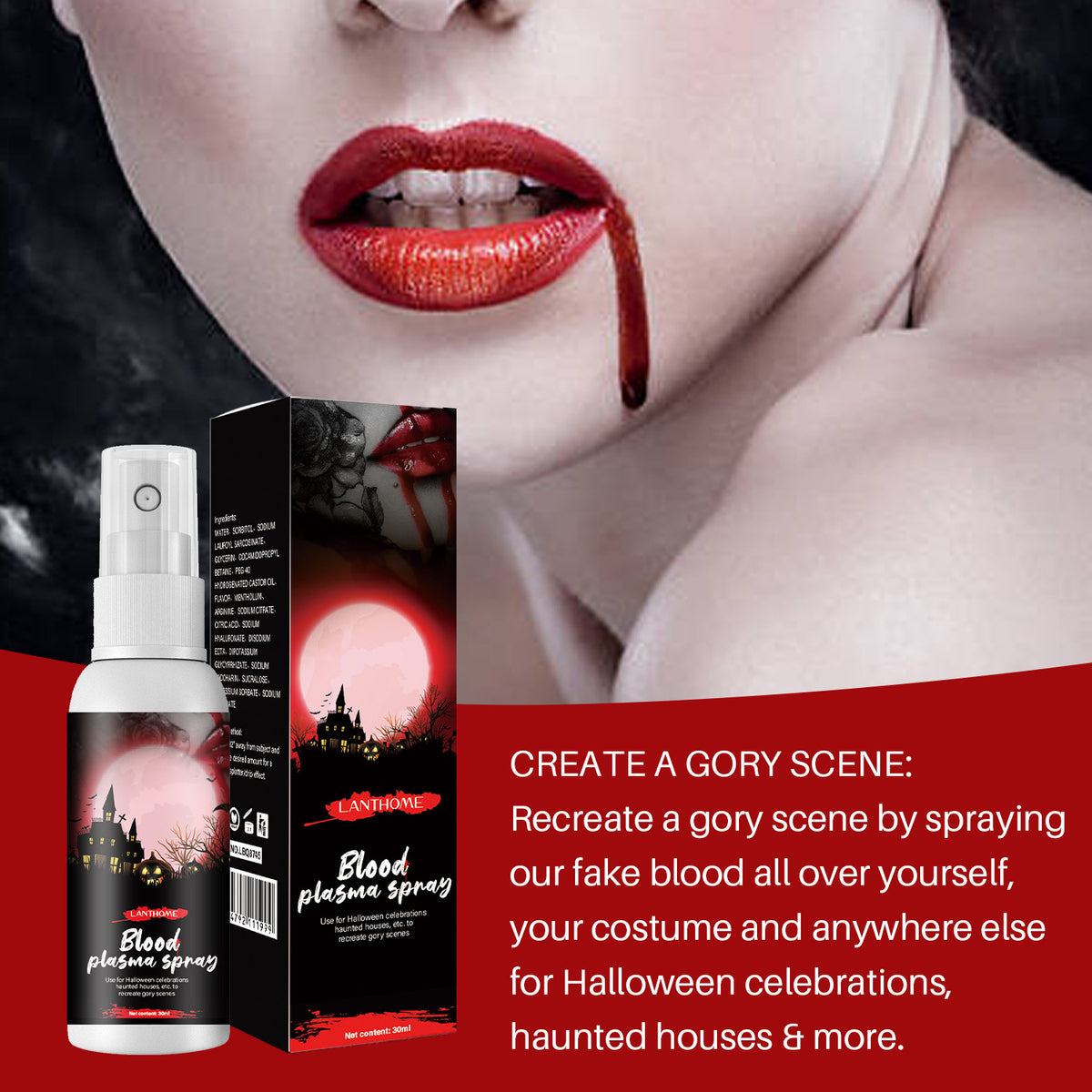 Halloween Plasma Spray Simulation Vampire Fake Blood Zombie Lifelike Props 30ml