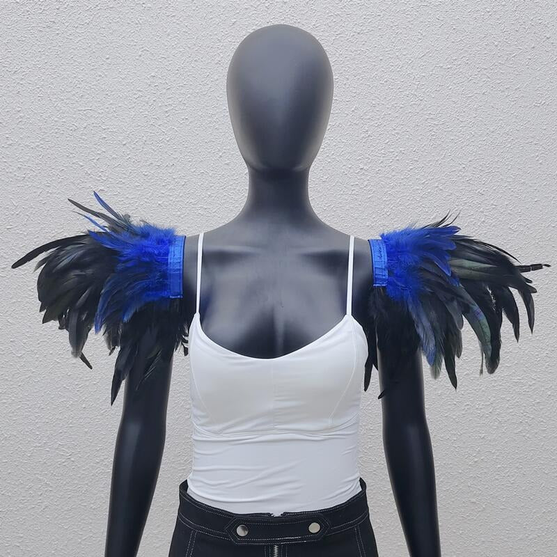 Gothic Style Extra Large Feather Shawl Performance Prom Badge Halloween Party Role Playing Costume Accessories