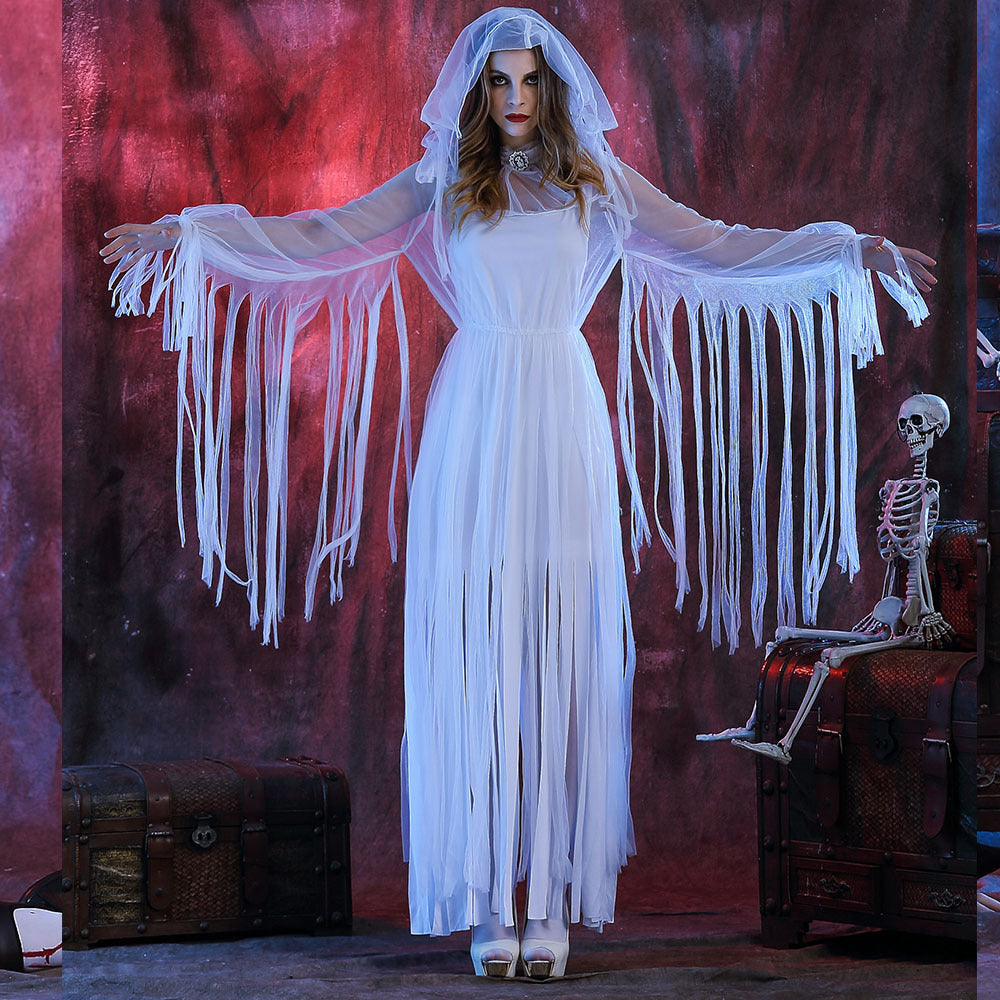 Halloween Costume Bloody Horror Bride Blood-Stained Corpse Zombie Cosplay Sadako Dress