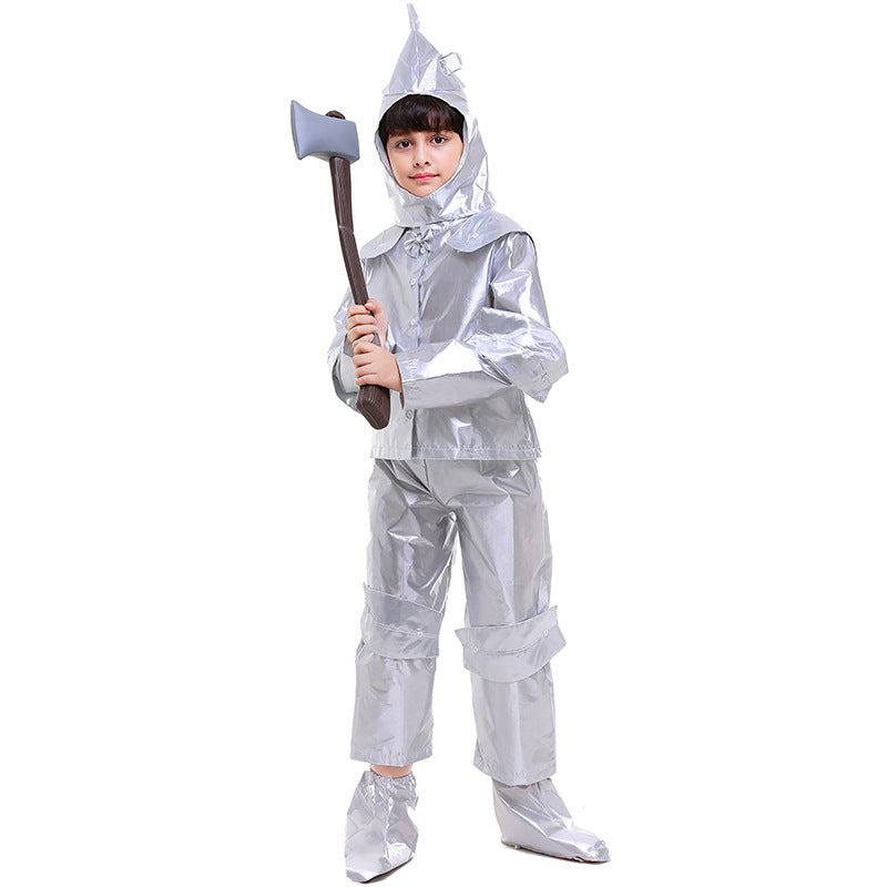 Cosplay Halloween Tin Man Costume for Kids, The Wizard of Oz Iron Man Outfit, Children's Costume for Boys