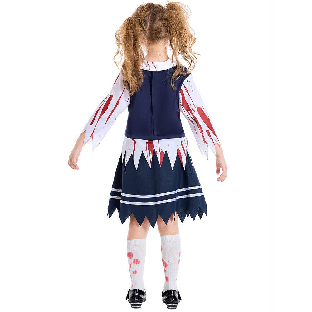 Halloween Blood-Stained Student Uniform Cosplay Costume for Girls