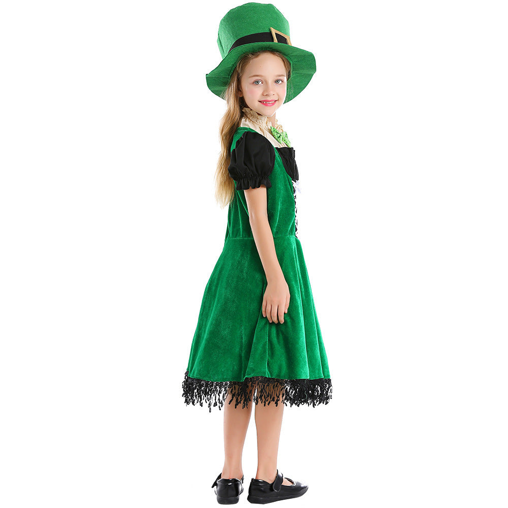 Halloween Costume Western  Ethnic Festival St. Patrick's Day Children's Irish Fairy Dwarf Dress