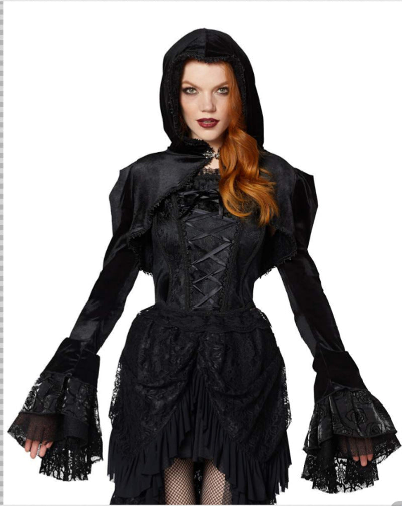 Beaded Gothic Medieval Roman Women's Modern Dance Shawl Performance Dress for Halloween Party