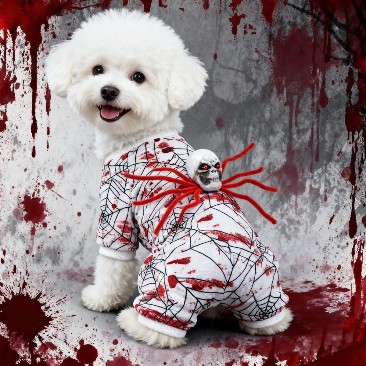 Halloween Pet Dog Dress, Bloody Spider Design for Small Dogs