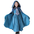 Halloween Children's Elf Princess Costume Dress with Cape Set Medieval Court Gown