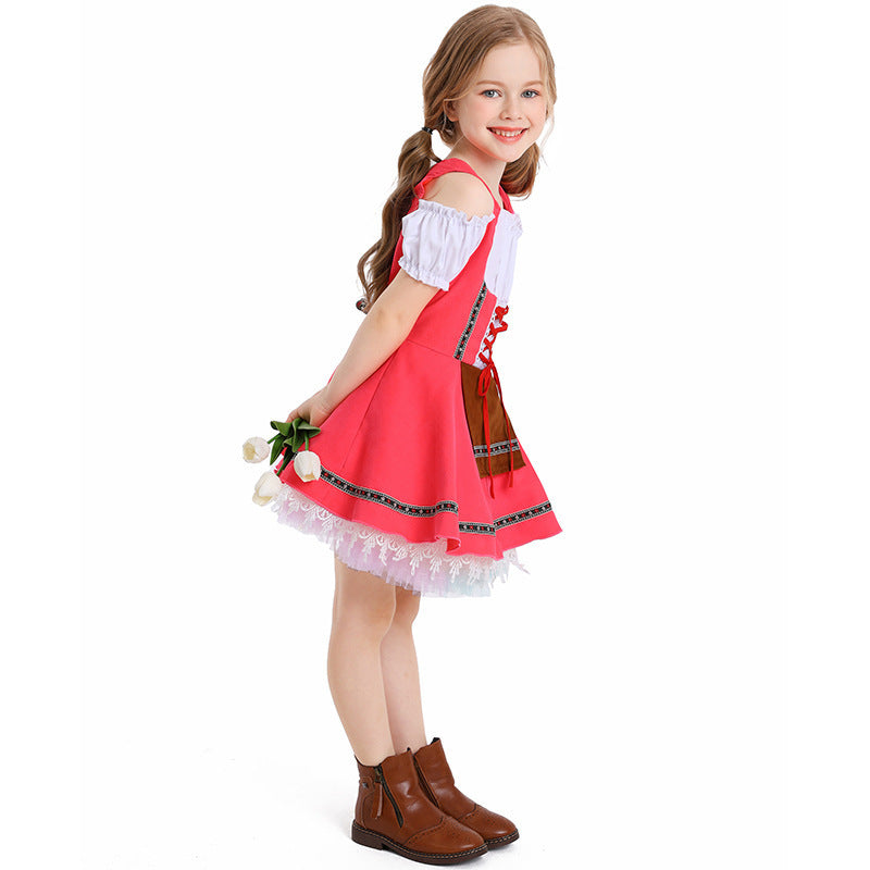 Halloween Costume Children's Beer Festival Performance Dress Multi-color Short Skirt