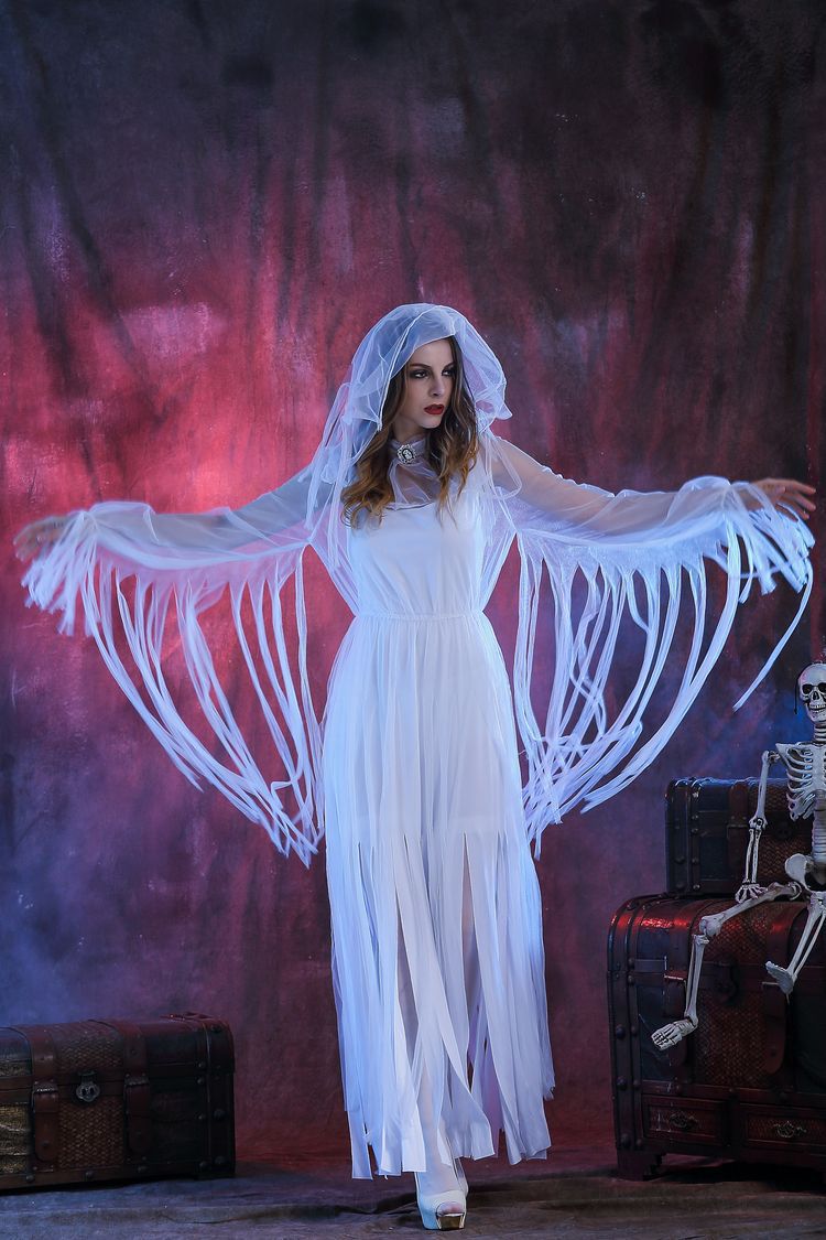 Halloween Costume Bloody Horror Bride Blood-Stained Corpse Zombie Cosplay Sadako Dress