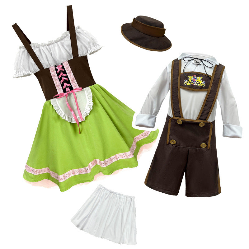 Halloween Children's German Beer Costume Children's Performance Costume for June 1st Vintage Parent-Child OutfitTraditional Clothing