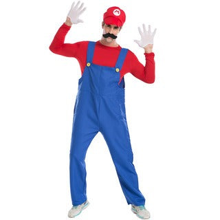 Adult Halloween Mario Cosplay Costume – Plumber Overalls Group Stage Performance Outfit