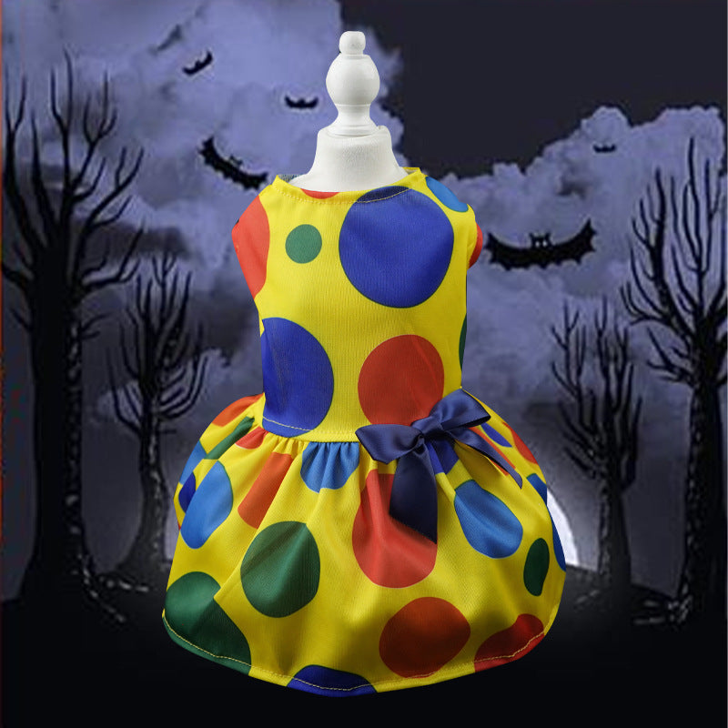 Halloween Pet Dress for Small Dogs, Cute Clown Wizard Printed Design