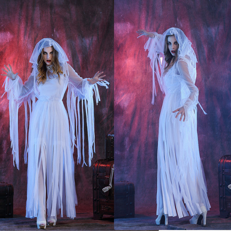Halloween Costume Bloody Horror Bride Blood-Stained Corpse Zombie Cosplay Sadako Dress