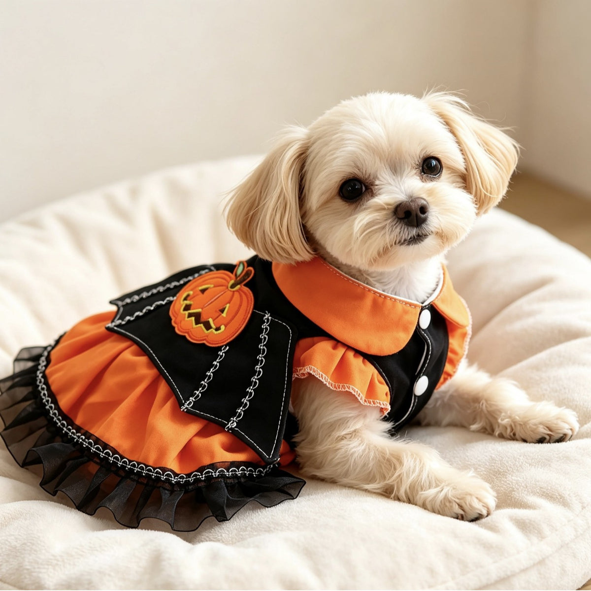 Halloween Pumpkin Outfit for Dogs and Cats Pet Costume Small Dog Party Dress
