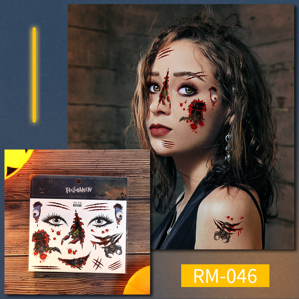 Halloween Scar Tattoo Stickers – Simulated Fake Wound Waterproof Face Horror Makeup Props