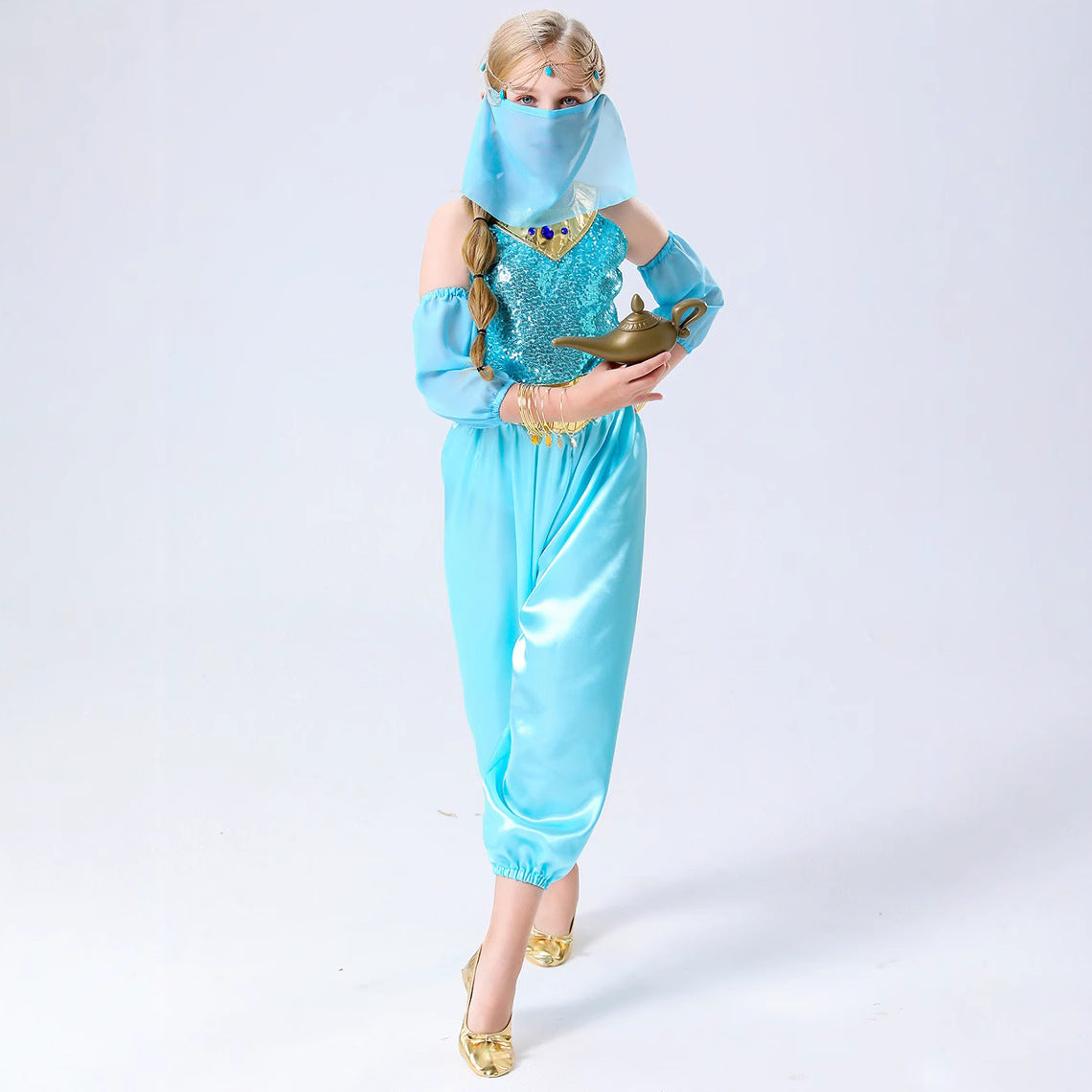 Halloween Children's Jasmine Princess Aladdin Lamp Performance Costume Cosplay Full Set Dance Outfit