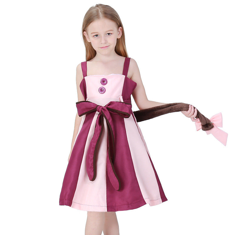 Wonderland Theme Park Purple Children's Cosplay Costume for Girls - Smiling Cat Party Dress-Up Halloween Outfit