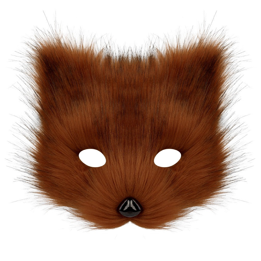 Halloween Fox Cosplay Accessory Set – Simulation Mask Gloves and Plush Fox Tail Props