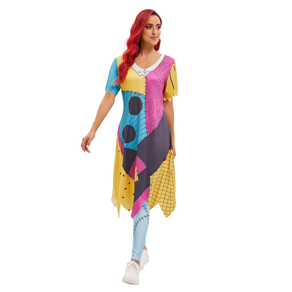 Casual Halloween Costume Cosplay Sally Dress Layered Look Role Play