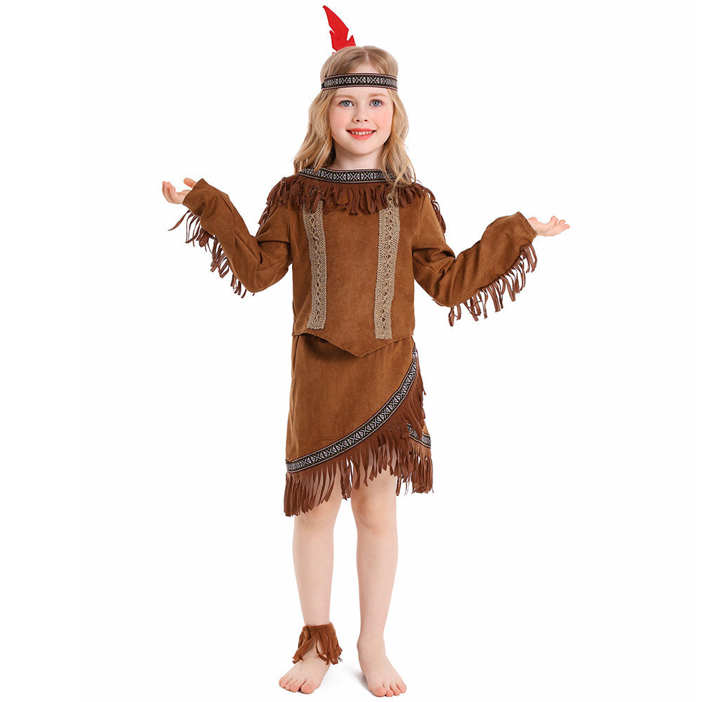 Halloween Savage Costume Children's Day Native Performance Costume Indigenous Indian Chief