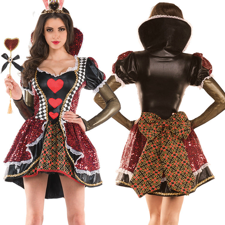 Halloween New Large Heart Queen Costume,  Style Uniform, Easter Queen Dress