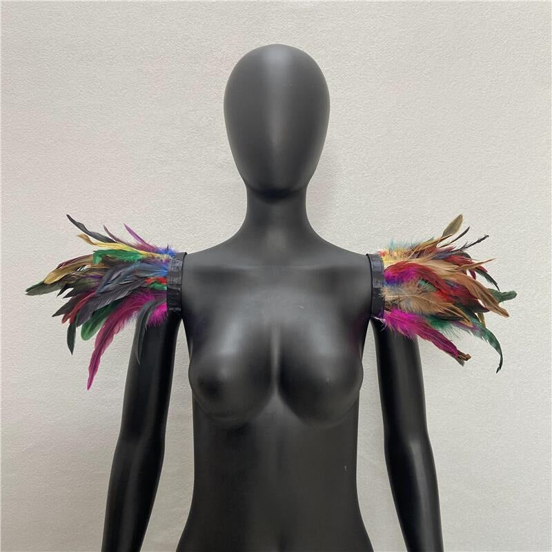 Halloween Feather Shawl Performance Prom Shawl Party Gothic Style Character Clothing Accessories