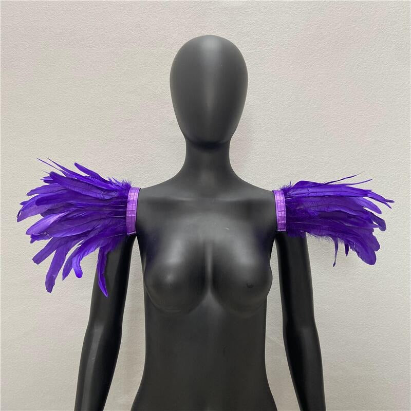 Halloween Feather Shawl Performance Prom Shawl Party Gothic Style Character Clothing Accessories