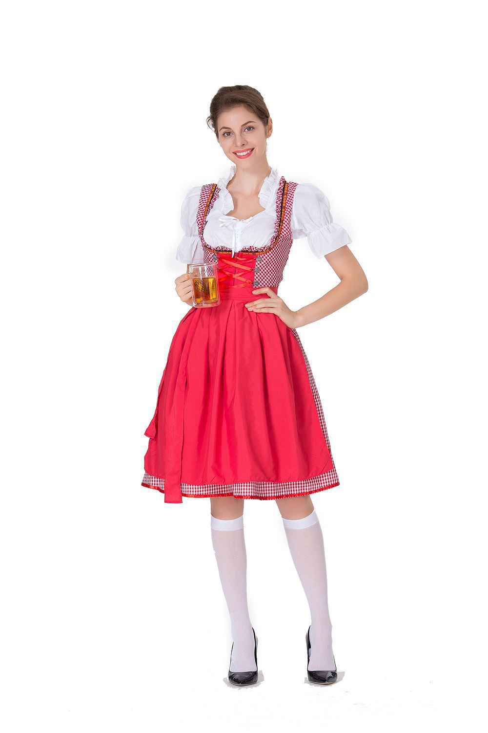 Women's Halloween Beer Girl Maid Costume – Oktoberfest Shapewear Stage Performance Dress