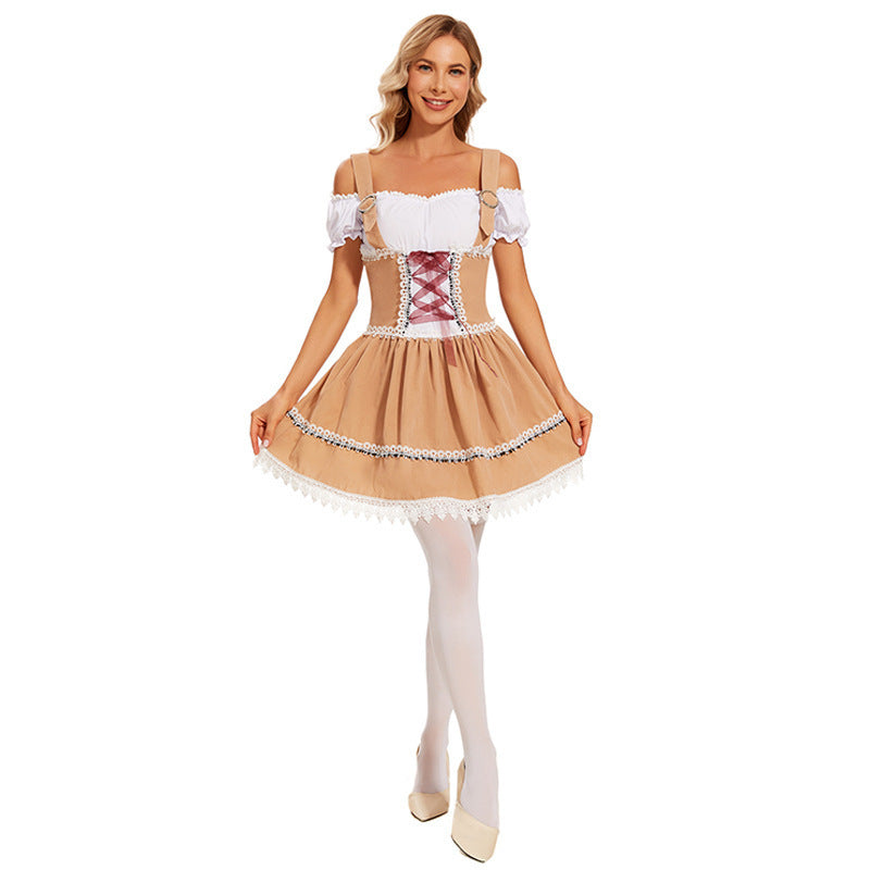 Halloween Oktoberfest Costume Women's Beer Dress Set for Carnival Party