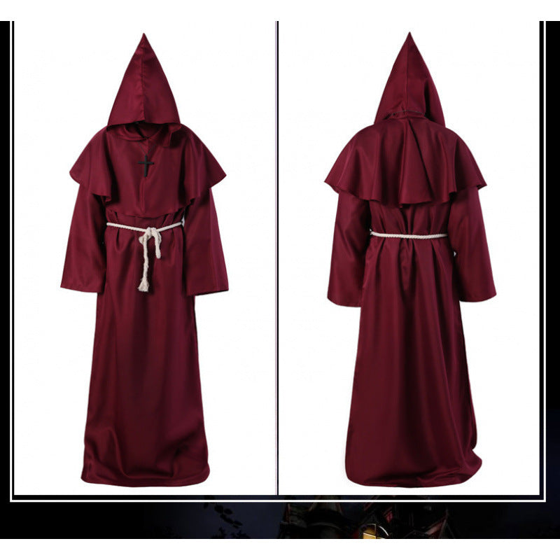 Adult Halloween Medieval Monk Priest Robe Costume – Wizard Dance Stage Outfit