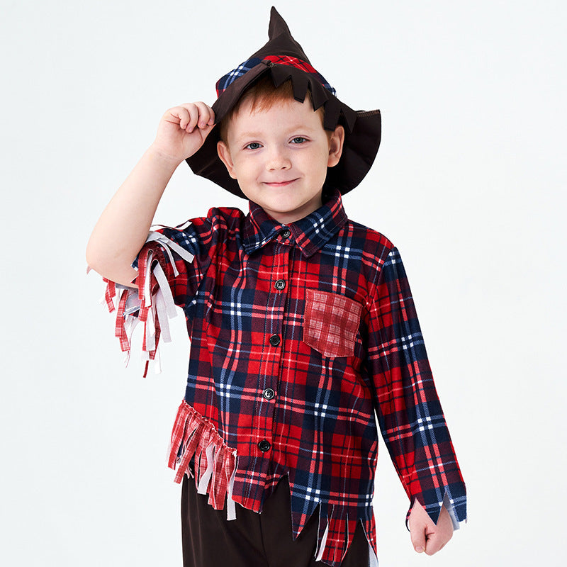 Halloween Scarecrow Cosplay Costume for Boys, Role-Playing Outfit