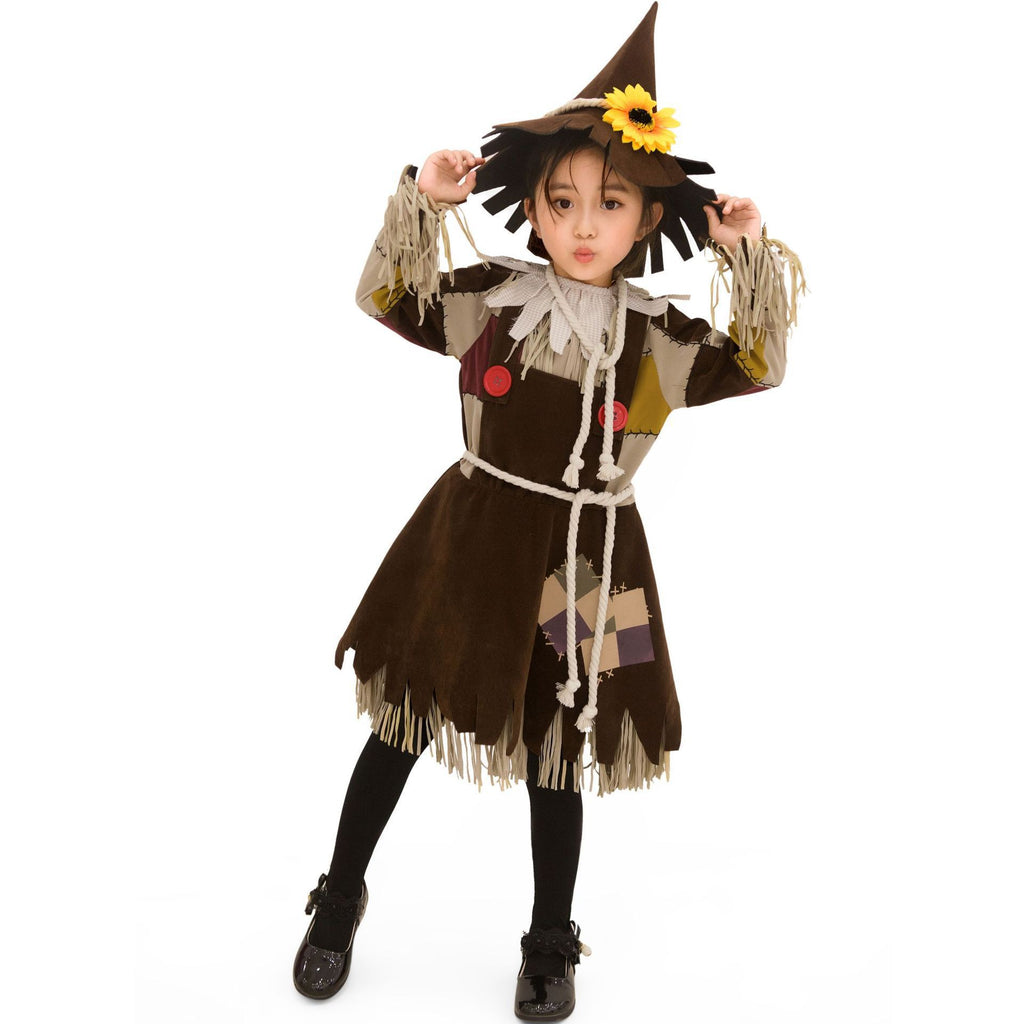 Halloween Costume Children Kindergarten Girl Little Scarecrow Drama Stage Performance Dress Wizard of Oz Princess Dress