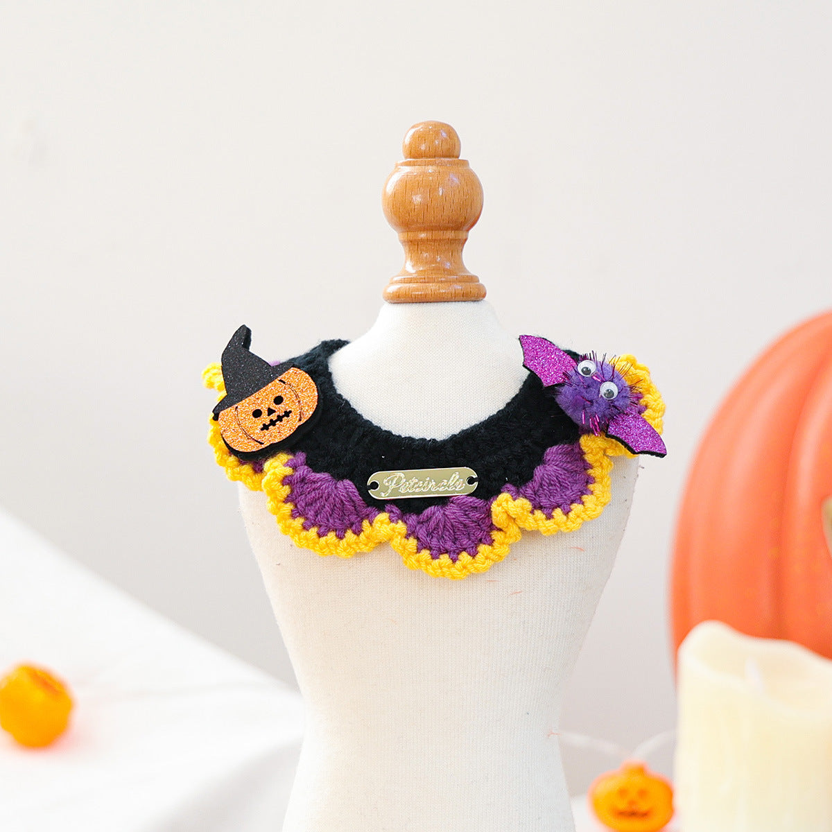 Pet Cat Dog Halloween Cartoon Knit Scarf, Cat Bib & Pet Accessories
