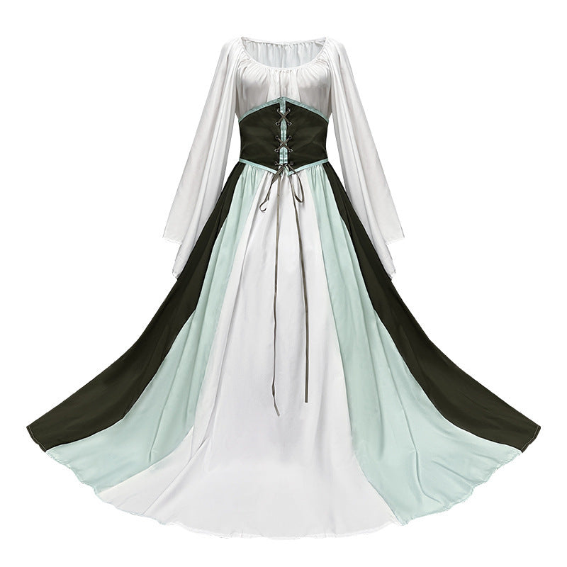 Adult Halloween Medieval Renaissance Court Princess Cosplay Dress – Vintage Long Stage Costume