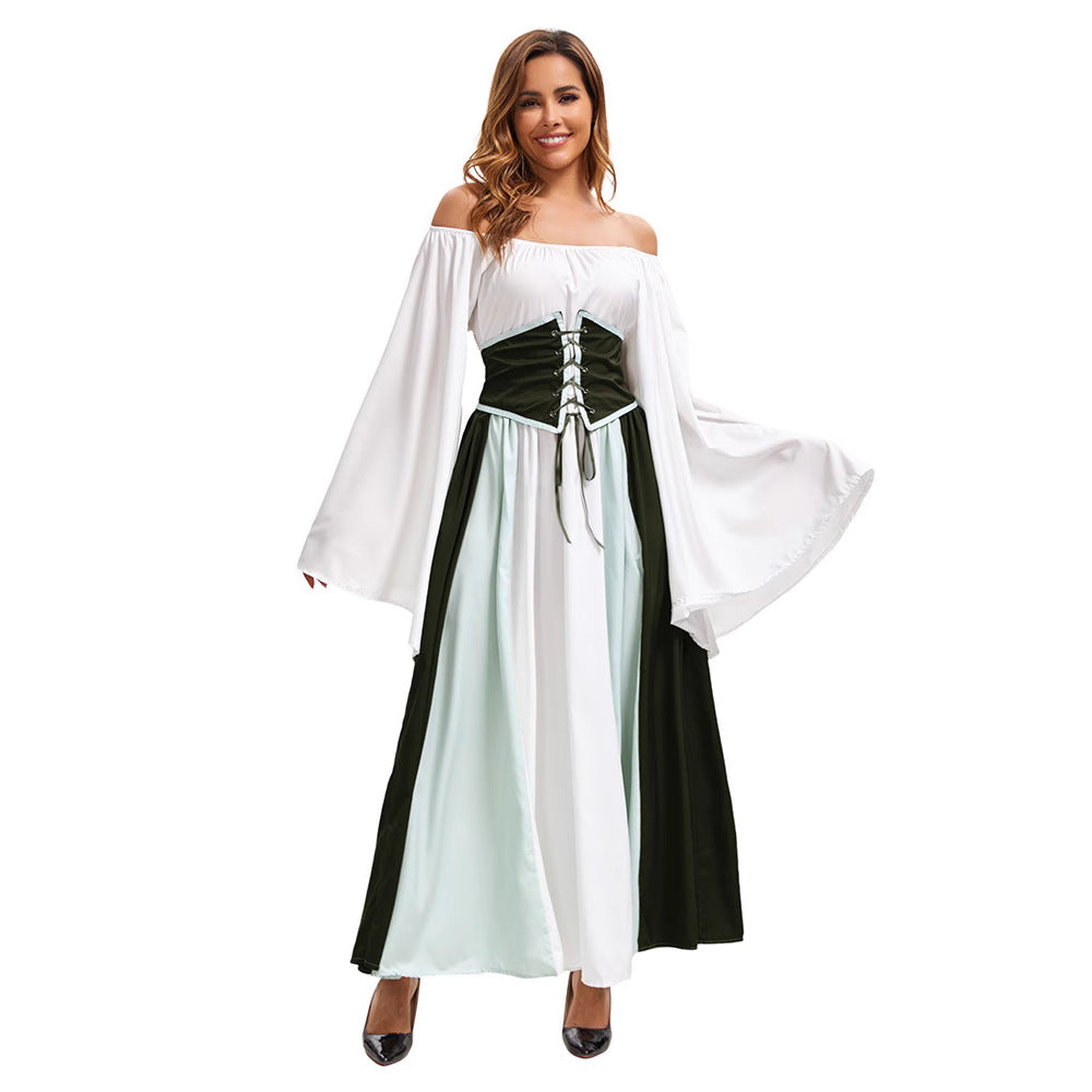 Adult Halloween Medieval Renaissance Court Princess Cosplay Dress – Vintage Long Stage Costume