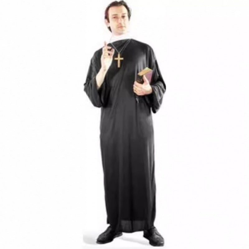 Adult Halloween Virgin Mary Priest Robe Cosplay Costume – Religious Character Outfit