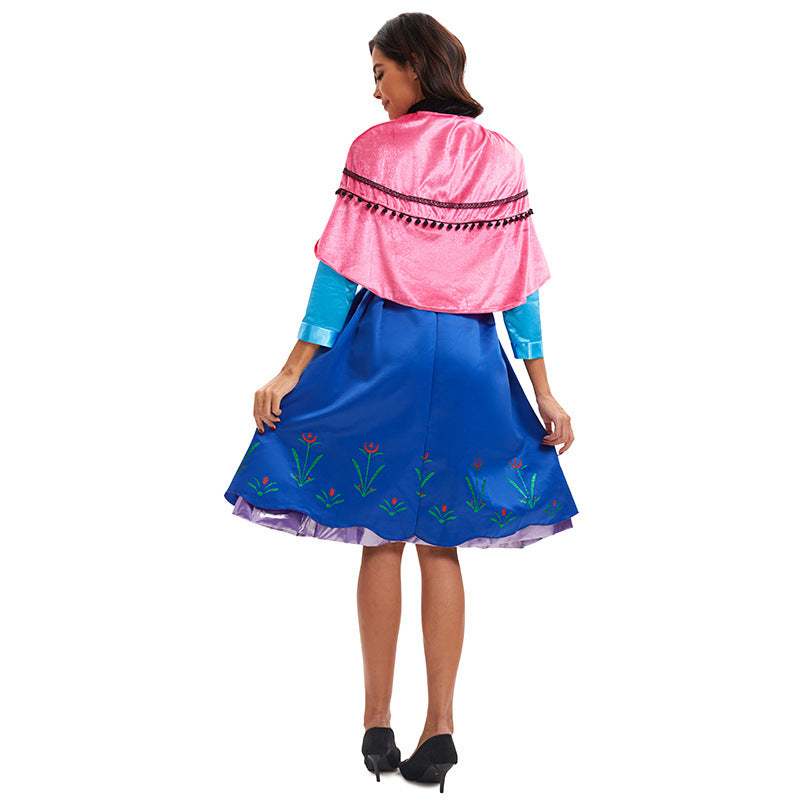 Adult Halloween Fairy Tale Frozen Premium Edition Anna Princess Dress Costume Stage Wear