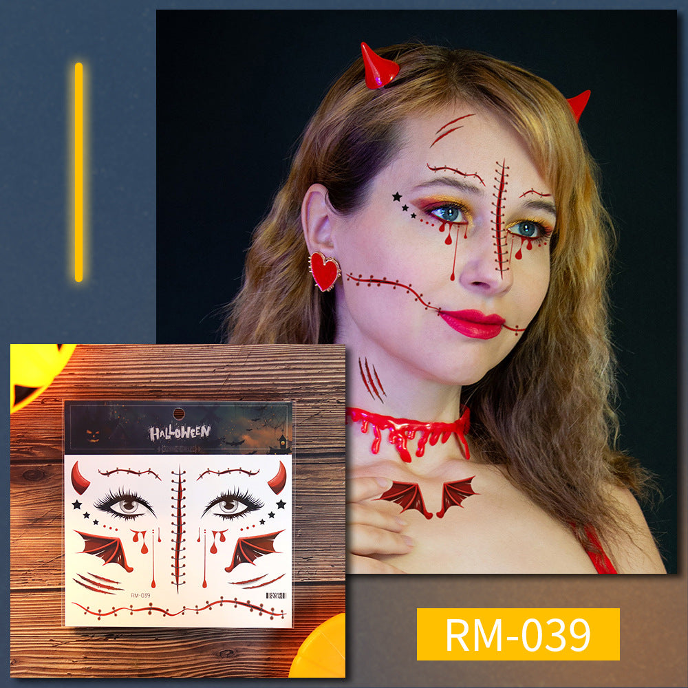 Halloween Scar Tattoo Stickers – Simulated Fake Wound Waterproof Face Horror Makeup Props